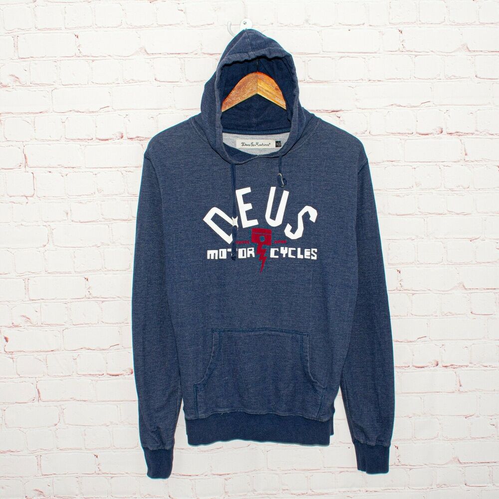 Deus Ex Machina Men's Pullover Hoodie Sweatshirt indigo Blue Size XS